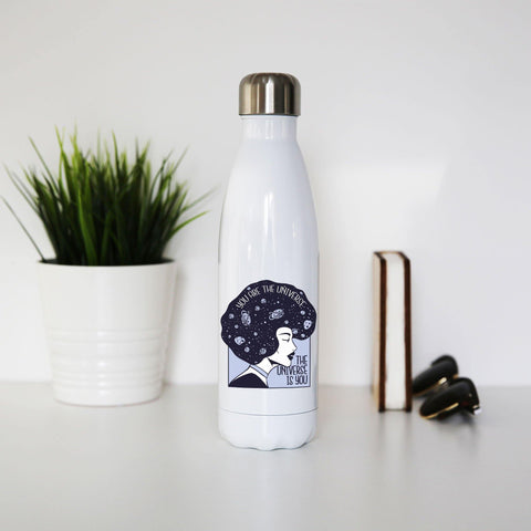 Universe girl inspirational quote water bottle stainless steel reusable - Graphic Gear