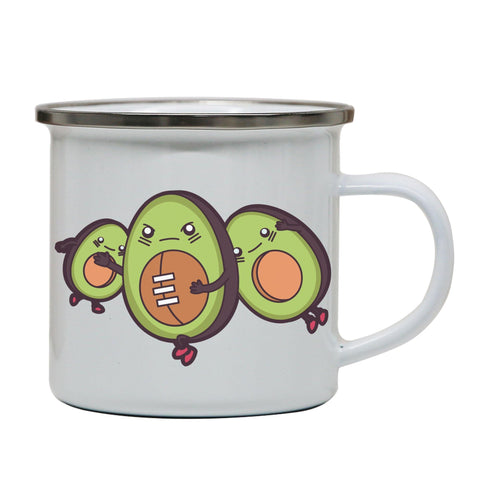 Funny avocado football enamel camping mug outdoor cup - Graphic Gear