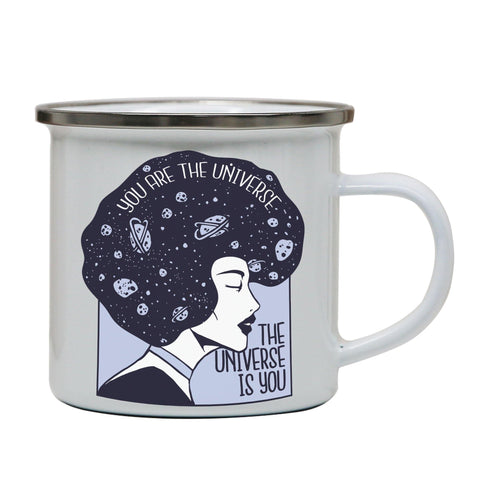 Universe girl inspirational quote enamel camping mug outdoor cup - Graphic Gear