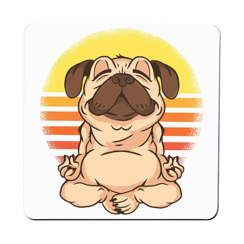 Yoga pug funny dog Coaster drink mat - Graphic Gear