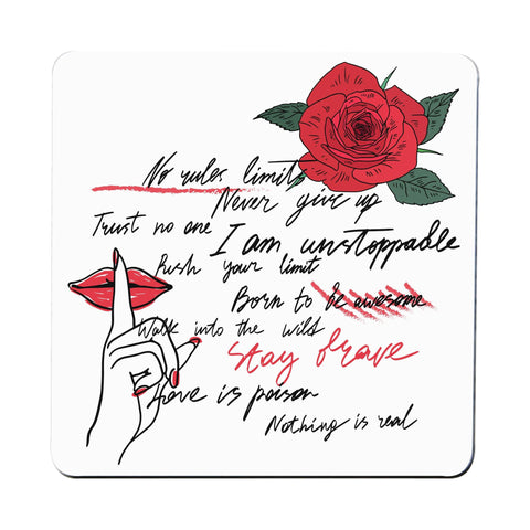 Stay brave writing design coaster drink mat - Graphic Gear