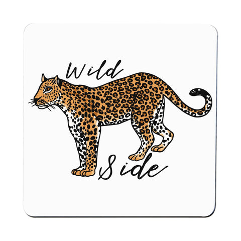 Wildside leopard print illustration graphic design coaster drink mat - Graphic Gear