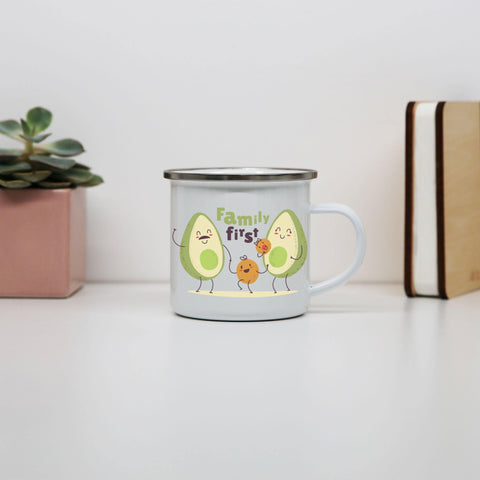 Cute avocado family funny food quote enamel camping mug outdoor cup - Graphic Gear
