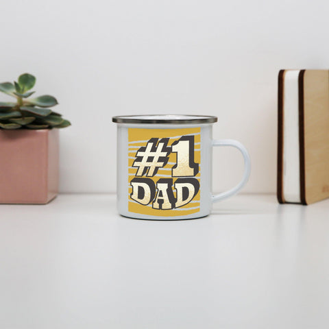 Number 1 dad funny fathers day enamel camping mug outdoor cup - Graphic Gear
