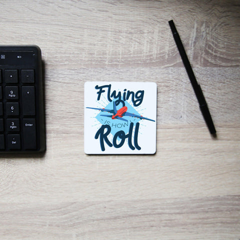 Flying airplane funny coaster drink mat - Graphic Gear