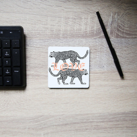 Love leopard print inspirational graphic design coaster drink mat - Graphic Gear