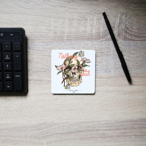Skull flower abstract illustration coaster drink mat - Graphic Gear