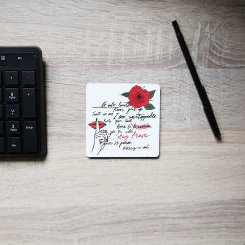 Stay brave writing design coaster drink mat - Graphic Gear