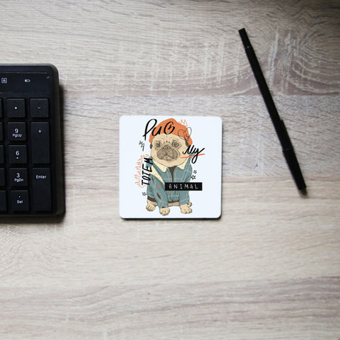 Totem funny pug design coaster drink mat - Graphic Gear