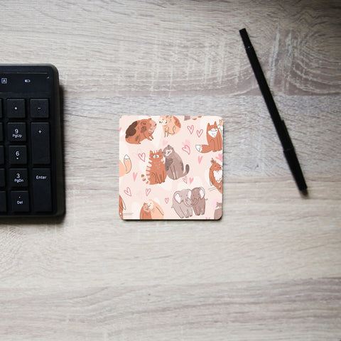 Animal couples pattern design coaster drink mat - Graphic Gear