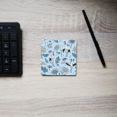 Crane birds flowers pattern illustration design coaster drink mat - Graphic Gear