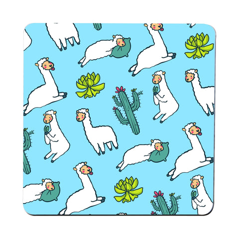 Cute llamas pattern design funny illustration coaster drink mat - Graphic Gear