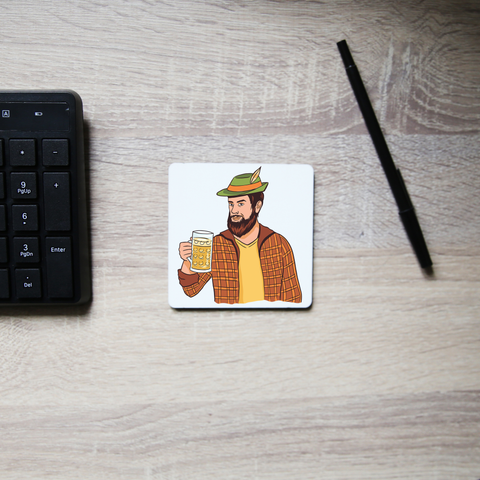 Hipster man with beer coaster drink mat - Graphic Gear