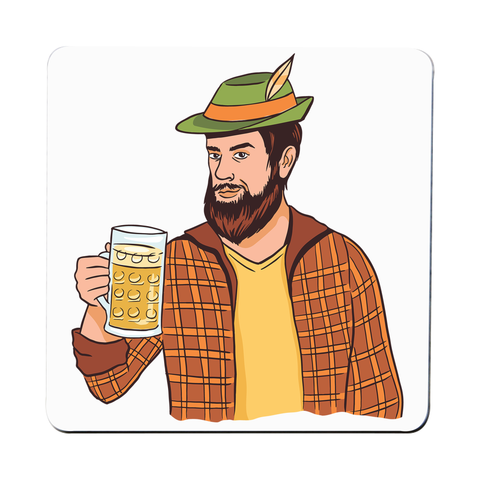 Hipster man with beer coaster drink mat - Graphic Gear