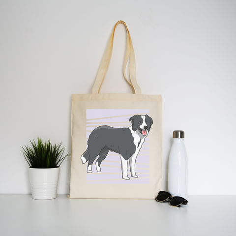Border collie dog tote bag canvas shopping - Graphic Gear