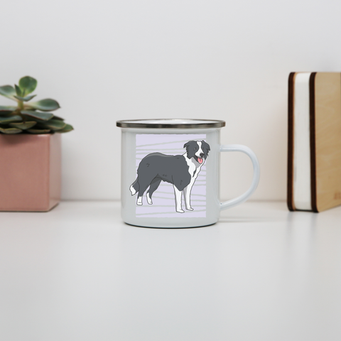 Border collie dog enamel camping mug outdoor cup colors - Graphic Gear