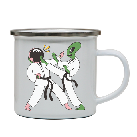 Space karate funny enamel camping mug outdoor cup colors - Graphic Gear