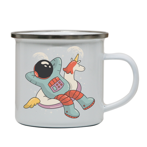 Chilling austronaut unicorn enamel camping mug outdoor cup colors - Graphic Gear