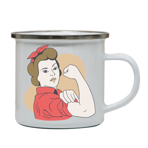 Rosie the riveter enamel camping mug outdoor cup colors - Graphic Gear