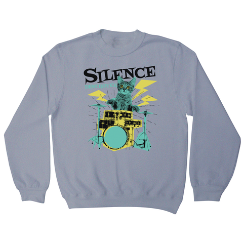 Silence destoyer cat playing drums sweatshirt - Graphic Gear