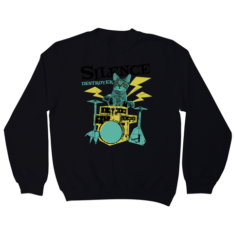 Silence destoyer cat playing drums sweatshirt - Graphic Gear