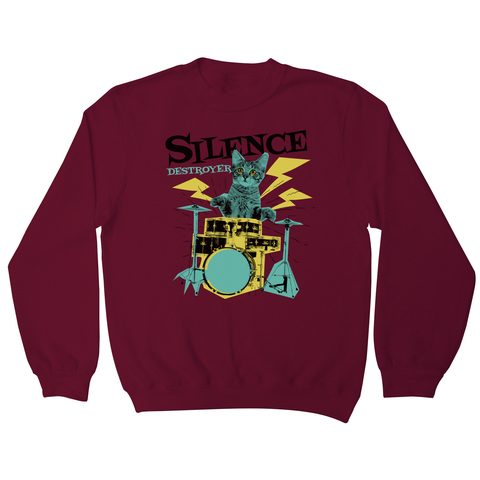 Silence destoyer cat playing drums sweatshirt - Graphic Gear