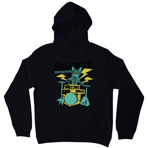 Silence destoyer cat playing drums hoodie - Graphic Gear