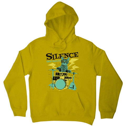 Silence destoyer cat playing drums hoodie - Graphic Gear