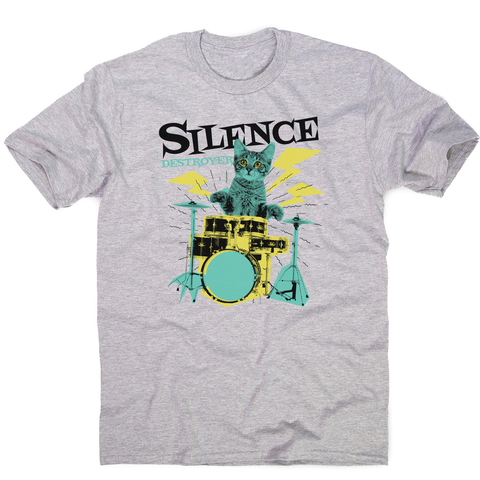 Silence destoyer cat playing drums men's t-shirt - Graphic Gear