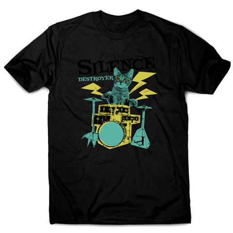 Silence destoyer cat playing drums men's t-shirt - Graphic Gear