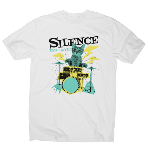 Silence destoyer cat playing drums men's t-shirt - Graphic Gear