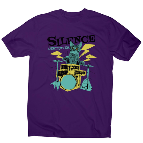 Silence destoyer cat playing drums men's t-shirt - Graphic Gear