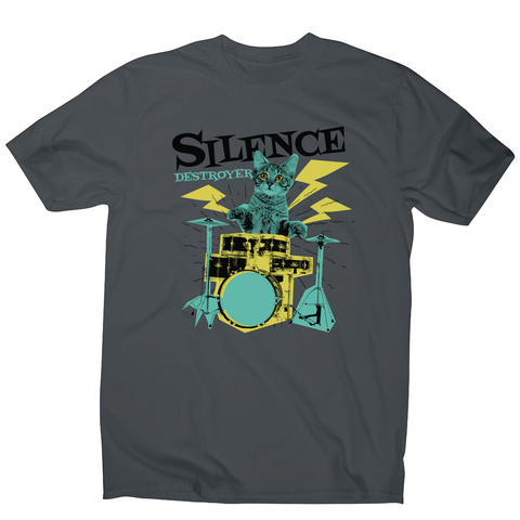 Silence destoyer cat playing drums men's t-shirt - Graphic Gear