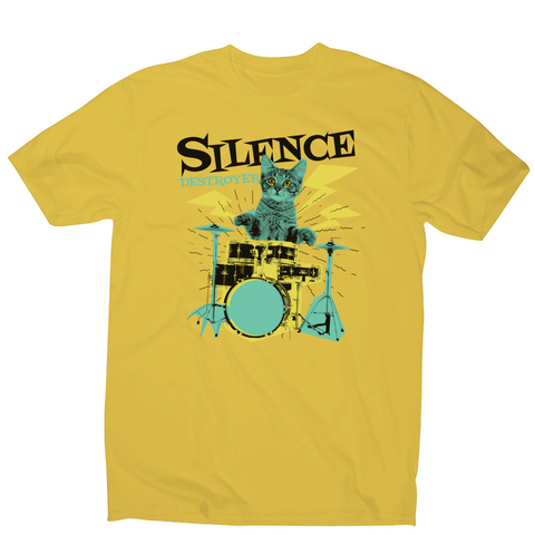 Silence destoyer cat playing drums men's t-shirt - Graphic Gear