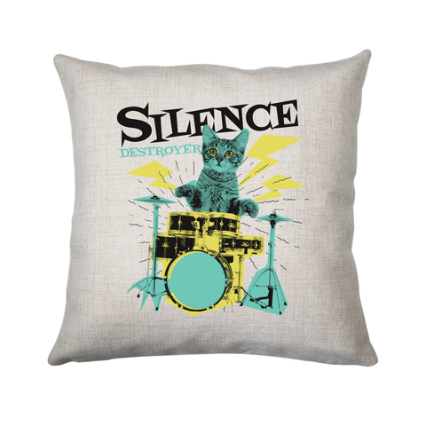 Silence destoyer cat playing drums cushion cover pillowcase linen home decor - Graphic Gear
