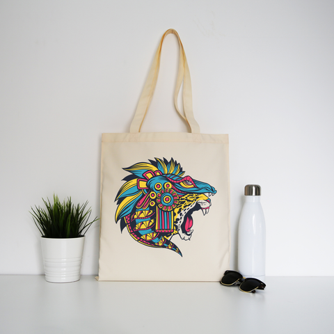 Huichol jaguar tote bag canvas shopping - Graphic Gear