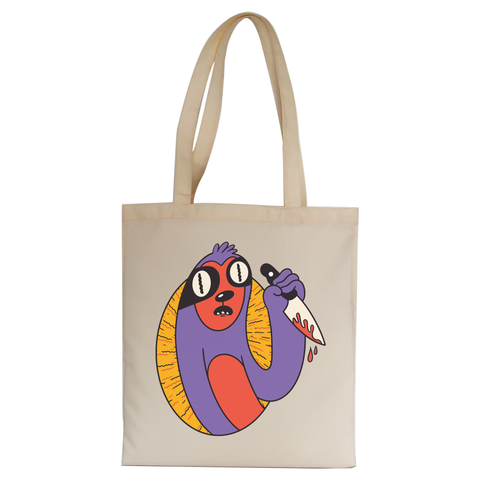 Sloth with knife tote bag canvas shopping - Graphic Gear