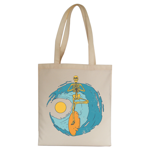 Surfer skeleton tote bag canvas shopping - Graphic Gear