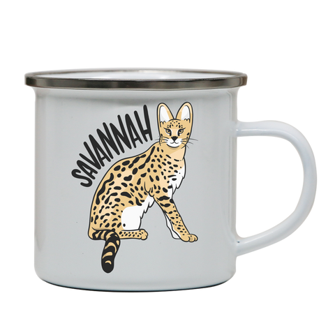 Savannah Cat enamel camping mug outdoor cup colors - Graphic Gear