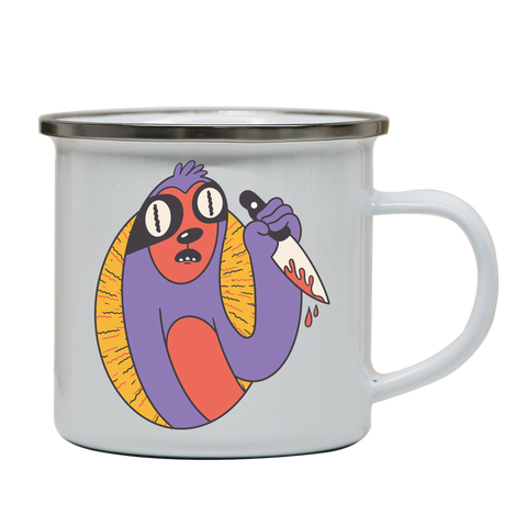 Sloth with knife enamel camping mug outdoor cup colors - Graphic Gear