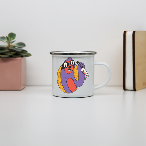 Sloth with knife enamel camping mug outdoor cup colors - Graphic Gear