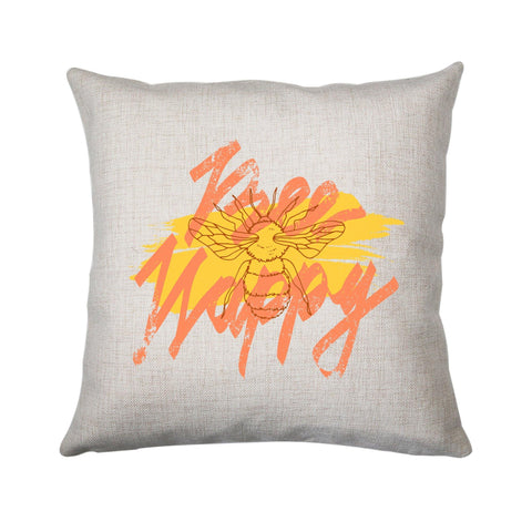 Bee happy illustration design cushion cover pillowcase linen home decor - Graphic Gear
