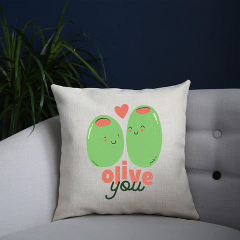 Olive you funny design cushion cover pillowcase linen home decor - Graphic Gear