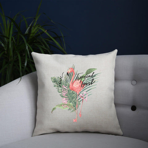 Tropical girl flamingo design cushion cover pillowcase linen home decor - Graphic Gear