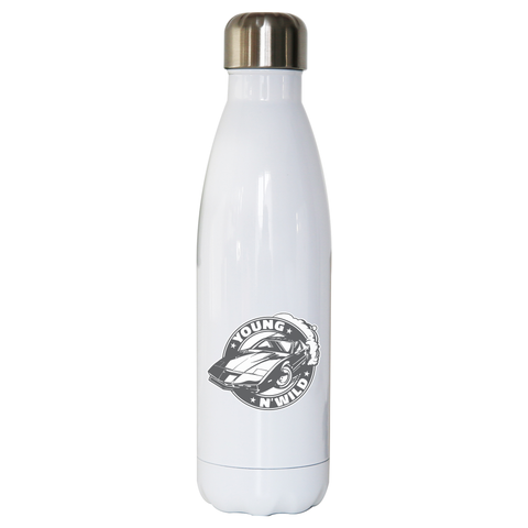 Muscle car badge water bottle stainless steel reusable - Graphic Gear