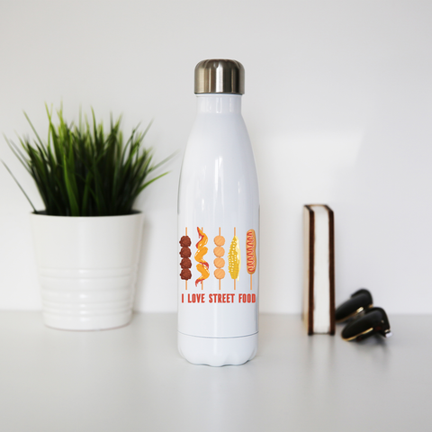 Street food love water bottle stainless steel reusable - Graphic Gear
