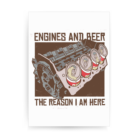 Engines and beer print poster wall art decor - Graphic Gear