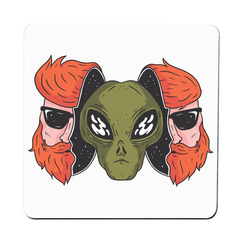 Hipster alien funny space coaster drink mat - Graphic Gear