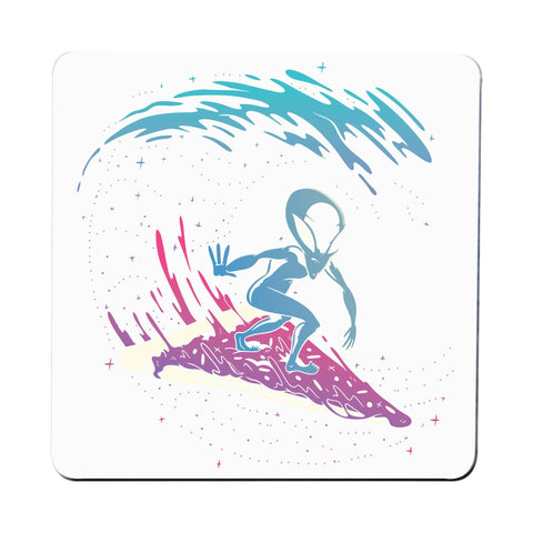 Pizza surfing alien funny illustration coaster drink mat - Graphic Gear