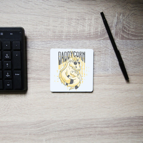 Daddycorn unicorn dad fathers day coaster drink mat - Graphic Gear
